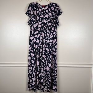 Kate Spade New Splash Ruffle Sleeve Midi Dress Floral Size 10 Spring Easter